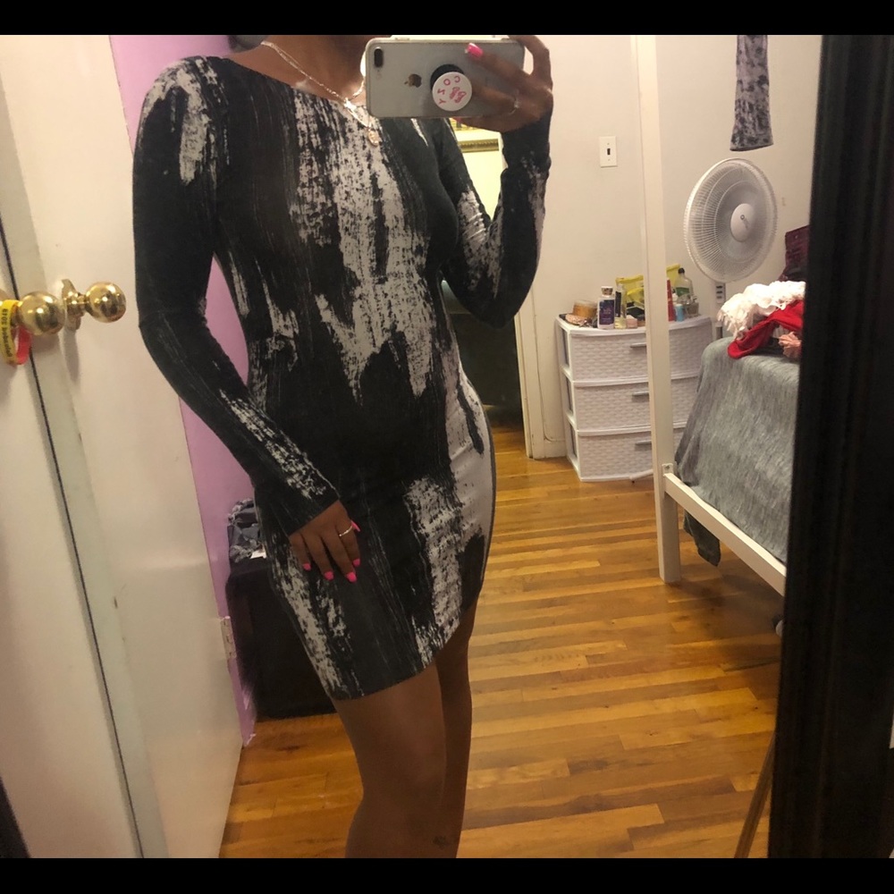 Long sleeve open back dress